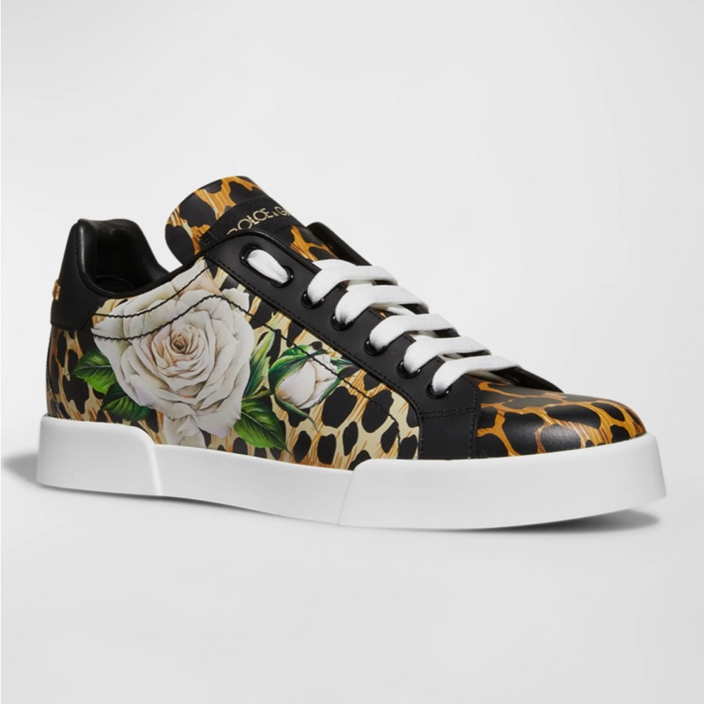 DOLCE AND GABBANA Mixed Print Leather Sneakers/ BRAND NEW with BOX!